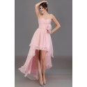 Robe de soirée rose asymétrique fleure plume Surprenante - Ref L152 - 06