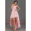 Robe de soirée rose asymétrique fleure plume Surprenante - Ref L152 - 07