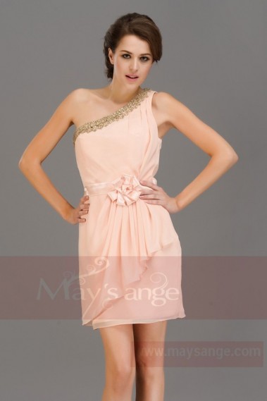 Robe pour mariage simple bretelle  couleur saumon nude - C658 #1