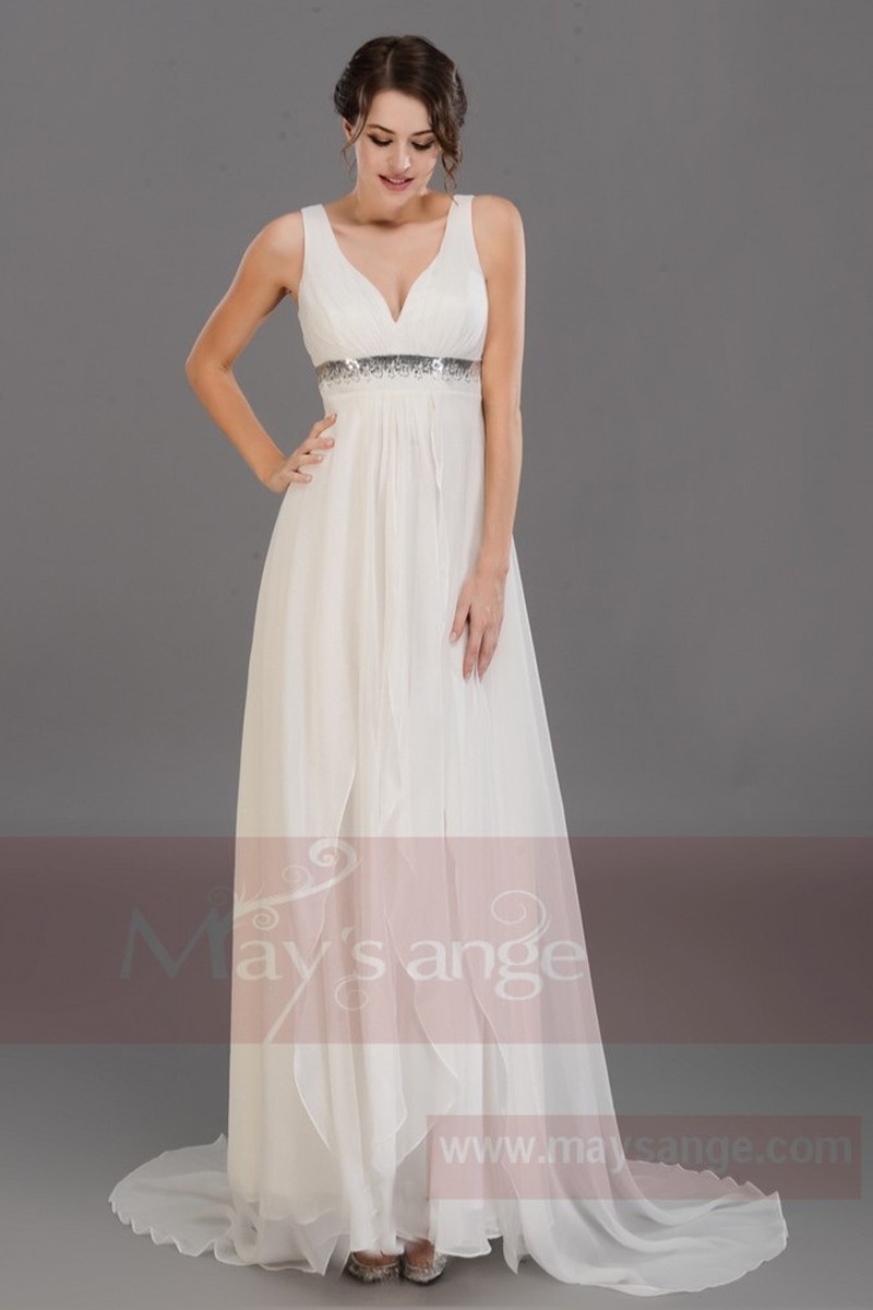 Long White Dress For Wedding With Straps - Ref L084 - 01