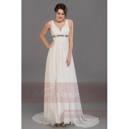 Robe de soirée Fluide Eternel de bal blanche en mousseline