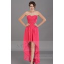 Robe de cocktail en mousseline rose labyrinthe fuchsia - Ref C669 - 02