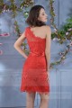 Robe courte Dentelle Rouge Feu - Ref C714 - 03