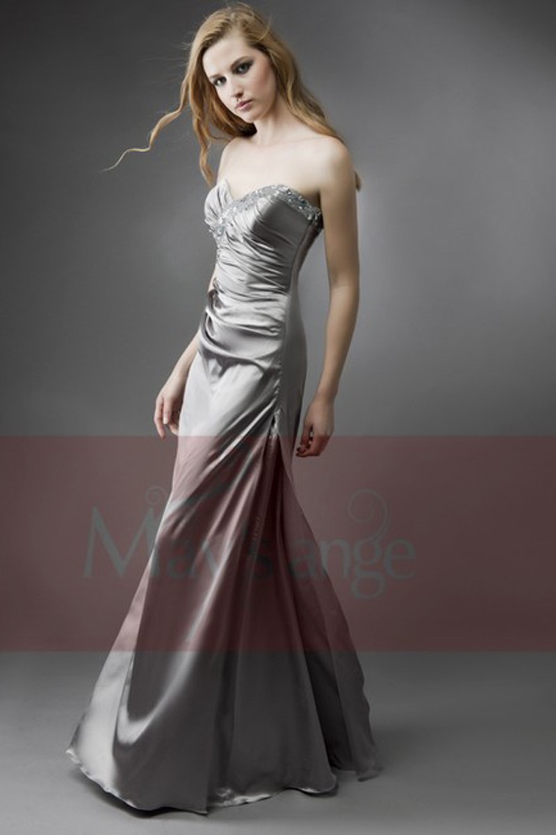 Evening dress Silver leaf bustier - Ref L080 - 01