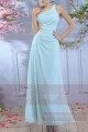 Long Cocktail Dress Light Blue Color With Single Floral Strap - Ref L673 - 02