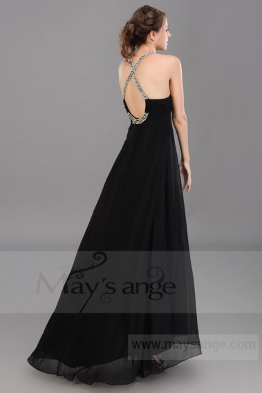 new york robe longue noir dos nu maysange - L677 #1