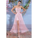 Robe Bustier Longue Rose Pour Cocktail - Ref C693 - 02