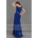 Nice robe longue de soiree sirene bleu roi avec deux manchettes en dentelle - Ref L680 - 03