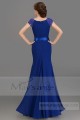 Nice robe longue de soiree sirene bleu roi avec deux manchettes en dentelle - Ref L680 - 04