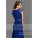 Nice robe longue de soiree sirene bleu roi avec deux manchettes en dentelle - Ref L680 - 02