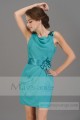 Robe de cocktail  vert turquoise - Ref C696 - 04