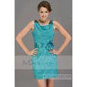 Robe de cocktail  vert turquoise - Ref C696 - 02