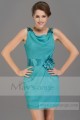 Robe de cocktail  vert turquoise - Ref C696 - 02