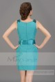 Robe de cocktail  vert turquoise - Ref C696 - 05