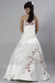 A-Line Satin Wedding Dress With Red Embroidery - Ref M025 - 02