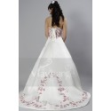 A-Line Satin Wedding Dress With Red Embroidery - Ref M025 - 03
