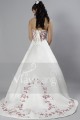 A-Line Satin Wedding Dress With Red Embroidery - Ref M025 - 03