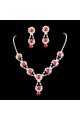 Red vintage necklaces and earrings set - Ref E062 - 02