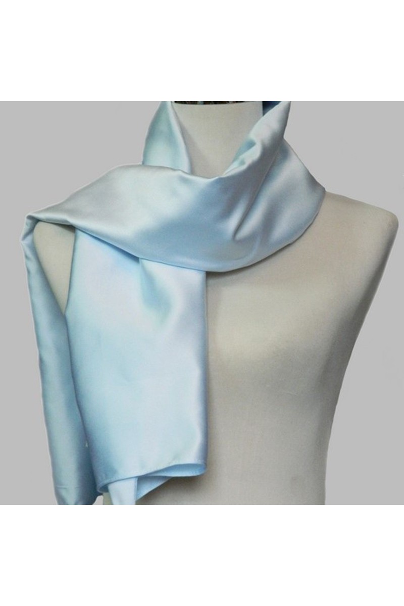 Fashion thick satin light blue scarf - Ref ETOLE04 - 01