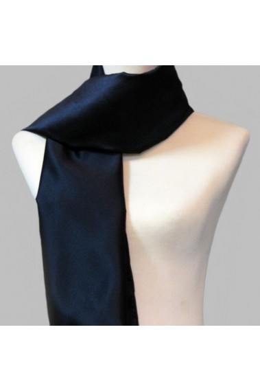 Blue black thick satin evening scarf - ETOLE25 #1