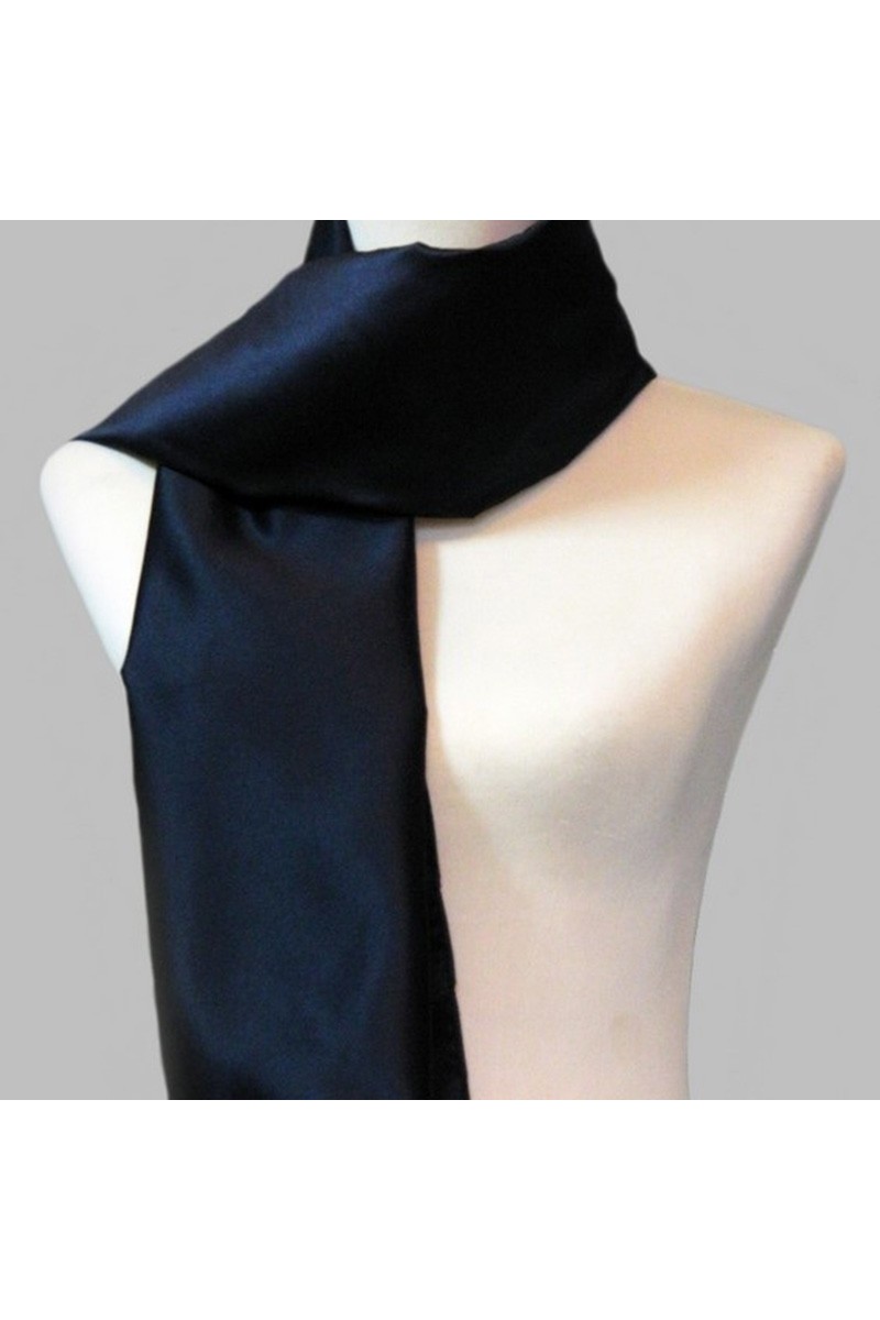 Blue black thick satin evening scarf - Ref ETOLE25 - 01