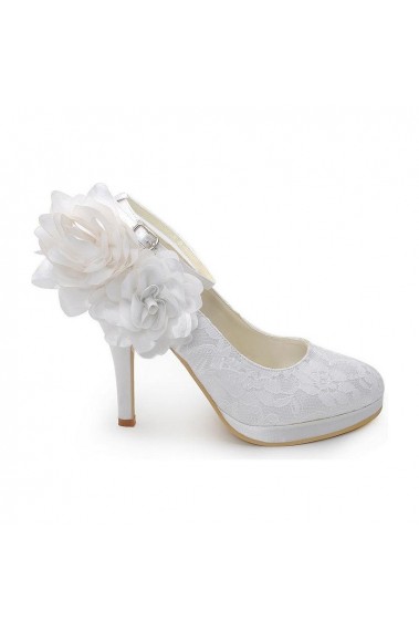 Elegant Flower White Lace Wedding Shoes - CH044 #1