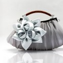 Satin flower silver clutch for wedding - Ref SAC301 - 02