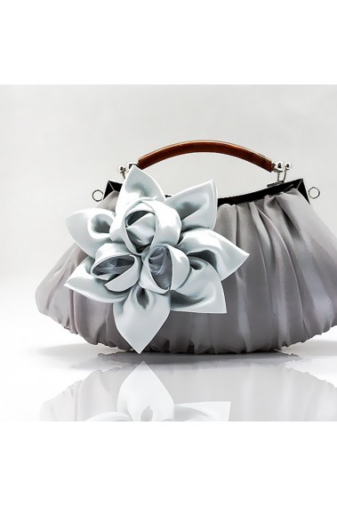 Satin flower silver clutch for wedding - SAC301 #1