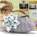 Satin flower silver clutch for wedding - Ref SAC301 - 03
