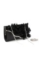 Silver chain flower black evening bag - Ref SAC303 - 02