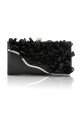 Silver chain flower black evening bag - Ref SAC303 - 03