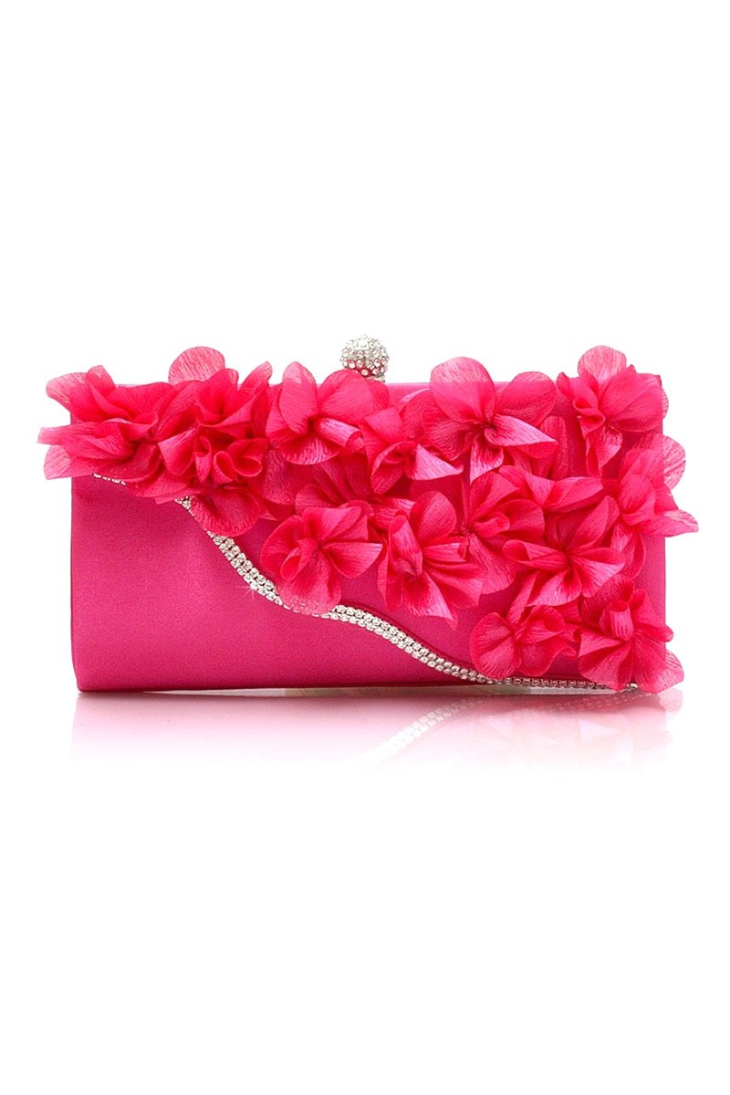 Sac à main cérémonie mariage fleur couleur fuchsia - Ref SAC306 - 01 Sac à main cérémonie mariage fleur couleur fuchsia - Ref SAC306 - 01
