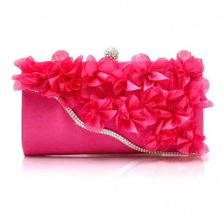 Pochette cérémonie fleur fuchsia