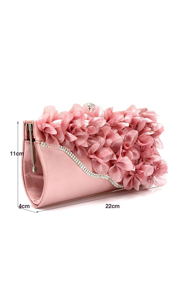 Jolie Pochette mariage Rose fleur - Ref SAC308 - 01 Jolie Pochette mariage Rose fleur - Ref SAC308 - 01