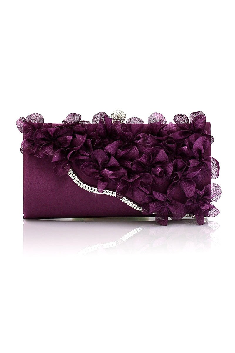 Sac à main soirée fleur couleur pourpre - Ref SAC311 - 01 Sac à main soirée fleur couleur pourpre - Ref SAC311 - 01