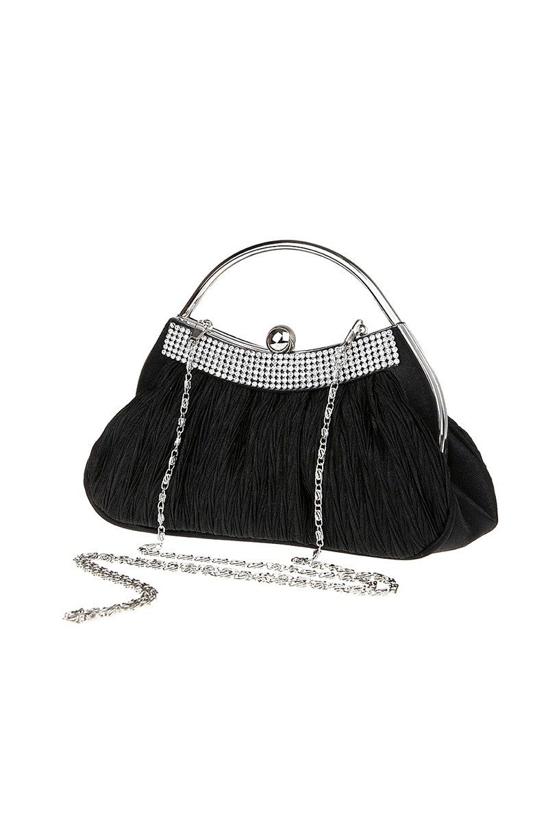 Black evening bag with shoulder strap - Ref SAC313 - 01