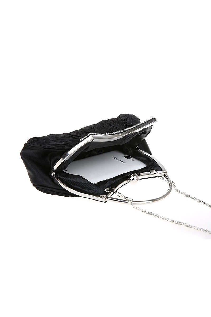 Black evening bag with shoulder strap