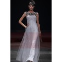 Vintage Grey Long Formal Dress in Soft Tulle - Ref L101 - 04