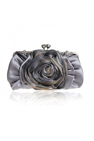 Jolie pochette gris mariage fleur - SAC338 #1