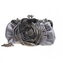 Jolie pochette gris mariage fleur - Ref SAC338 - 03