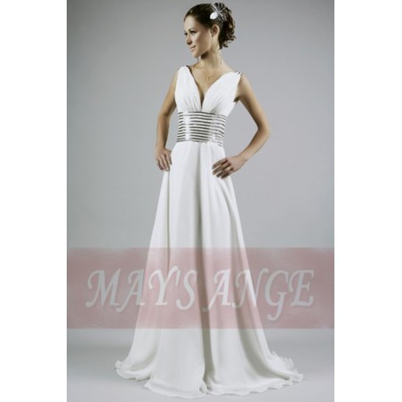 Longue robe blanche de soirée Cléopâtre