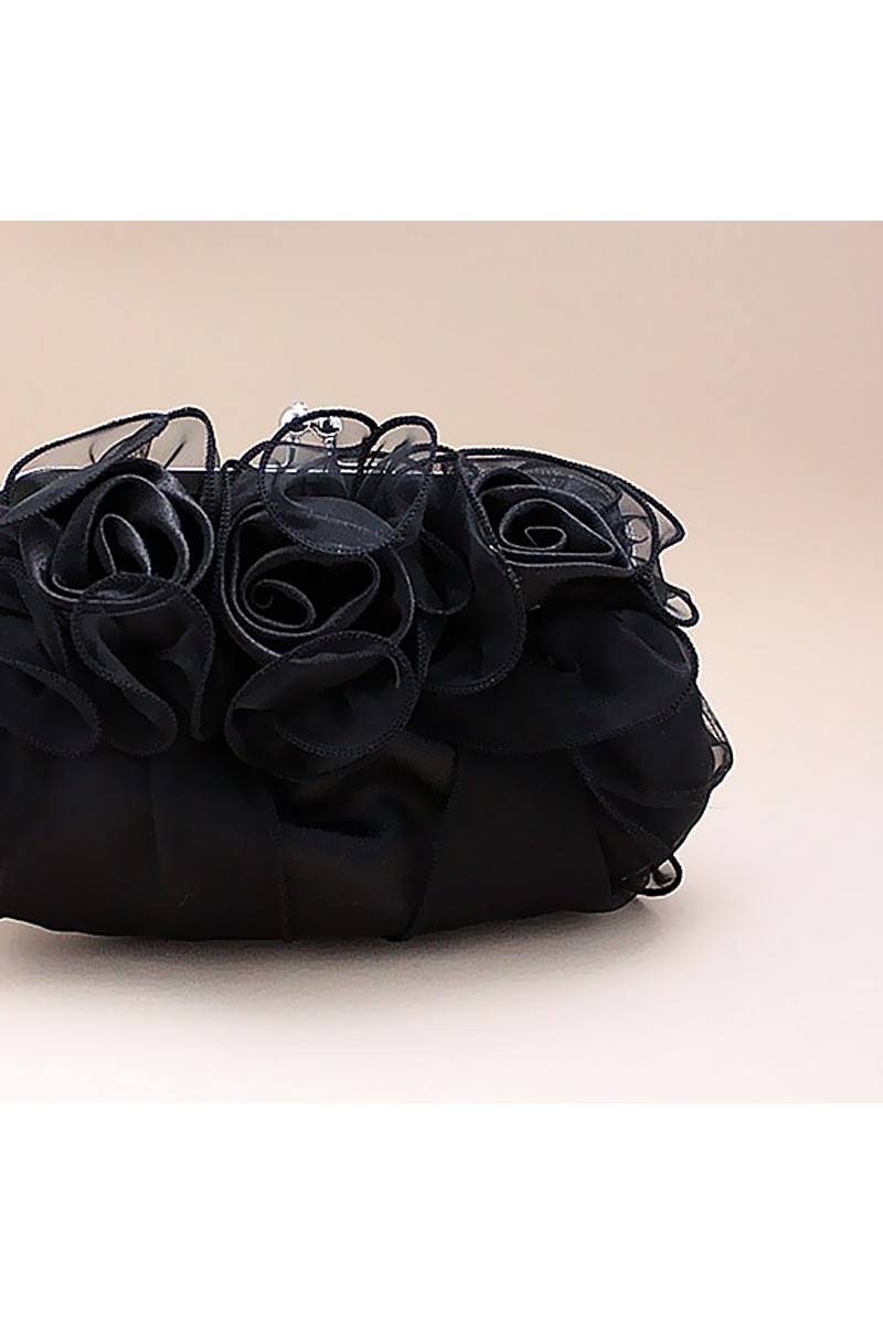 Pochette soirée femme noir fleurs - Ref SAC360 - 01