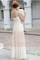 Elegant Ivory Long Evening Dress With Rhinestone Grid - Ref L107 - 03