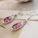Anniversary gift pink stone earrings - Ref B043 - 02