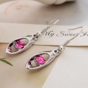 Boucles d'oreilles pierre rose - Ref B043 - 02