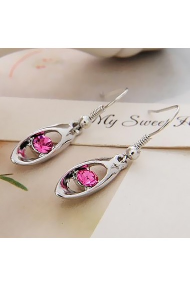 Boucles d'oreilles pierre rose - B043 #1