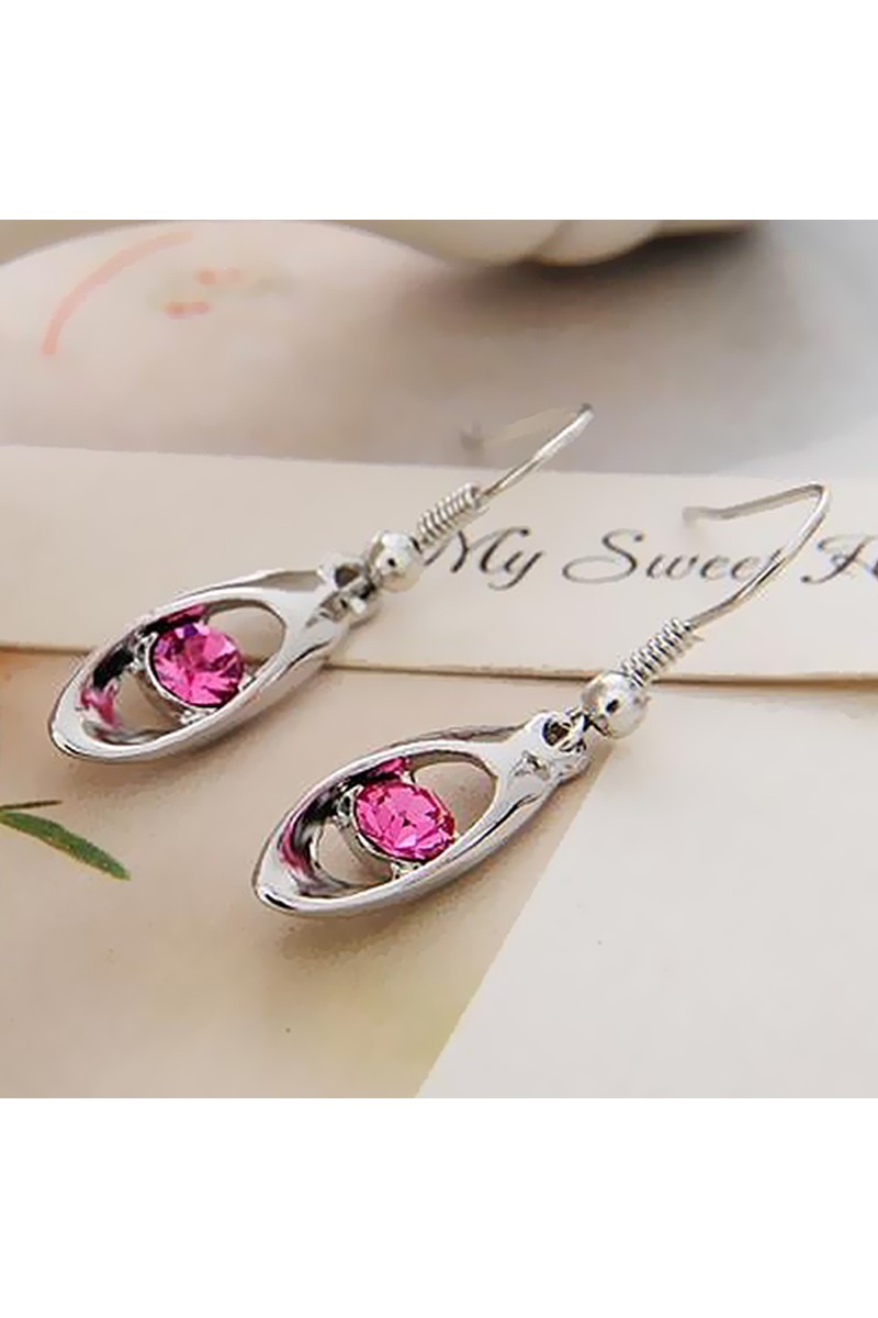 Boucles d'oreilles pierre rose - Ref B043 - 01