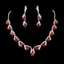Red statement necklace and earrings set - Ref E083 - 02