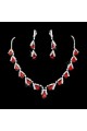 Red statement necklace and earrings set - Ref E083 - 02