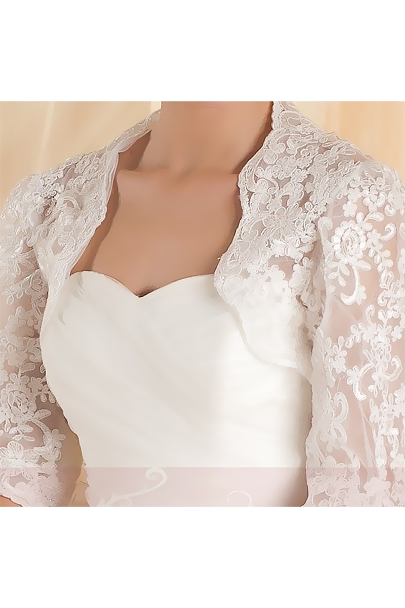 Wedding white lace bolero 3/4 sleeve - Ref BOL059 - 01